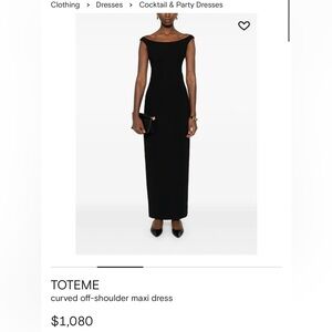 Toteme Elegant Black Off-Shoulder Maxi Dress